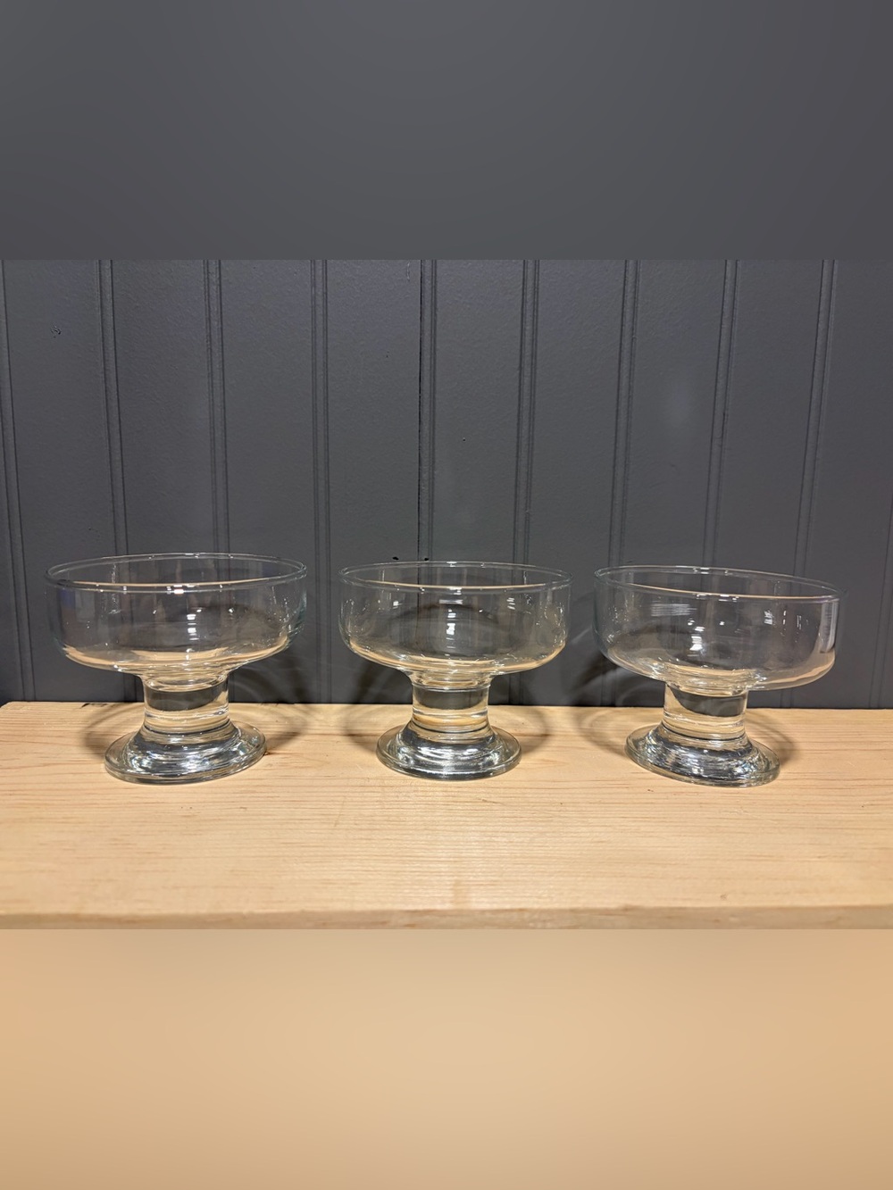 Set of 3 Clear Glass Pedestal Dessert Dishes